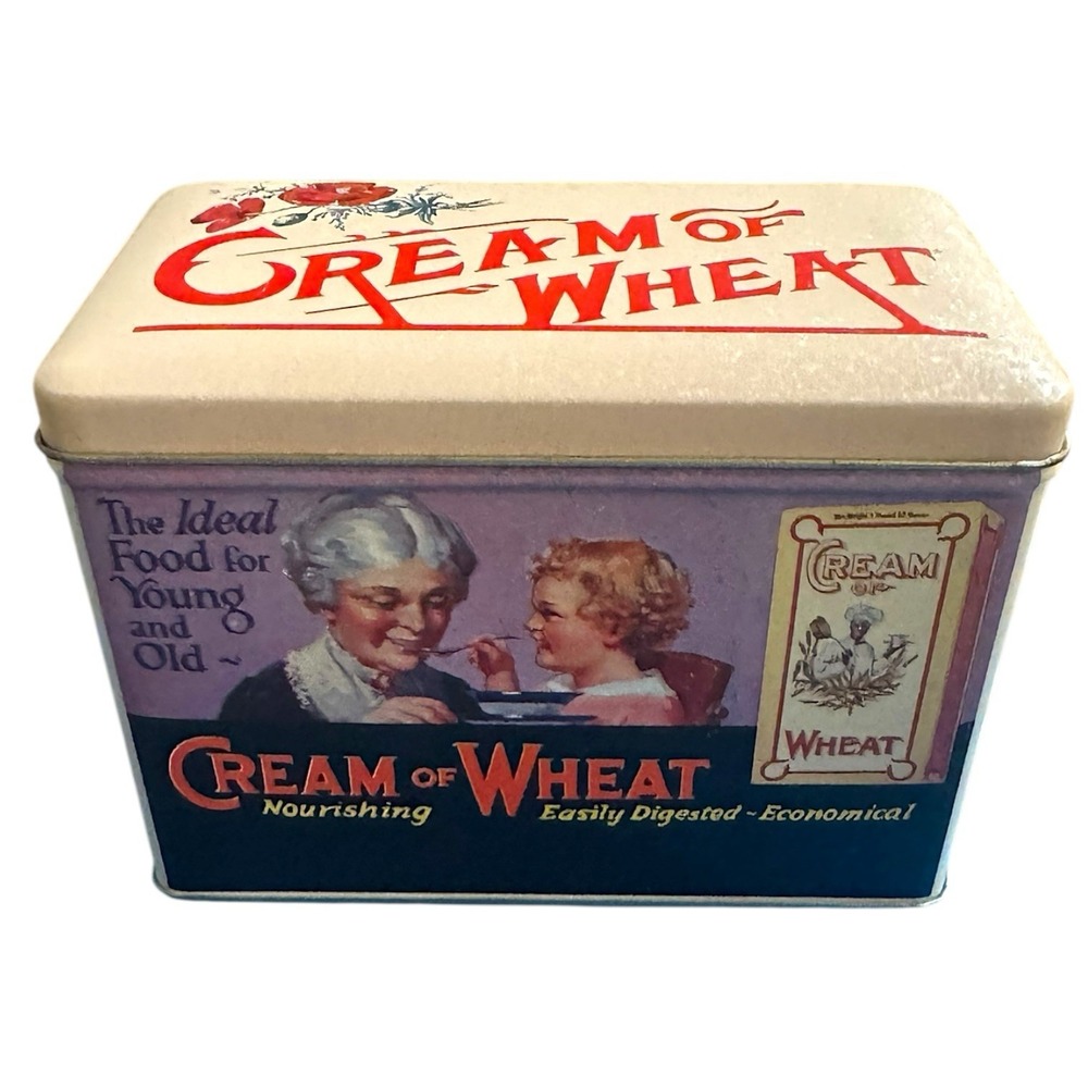 Vintage Cream of Wheat Bristol Ware‎ Graphic Tin Hinged Rare Collectible W/Tag